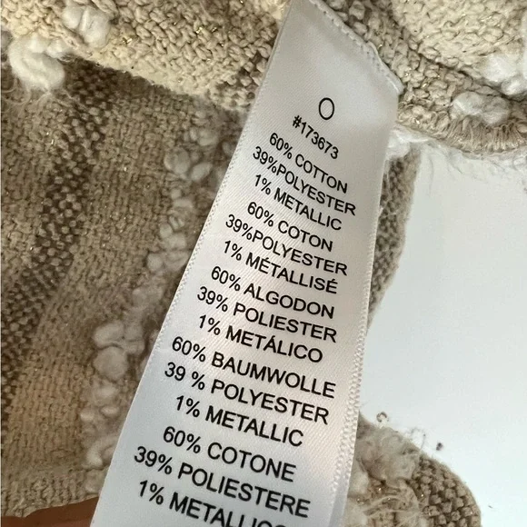 Anthropologie Dolan Cream Textured metallic fringed Jacket, sz L, - Picture 6 of 12